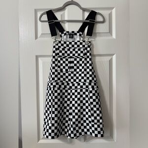 Hot Topic Black & White Checkered Utility Shortalls ✨NWT